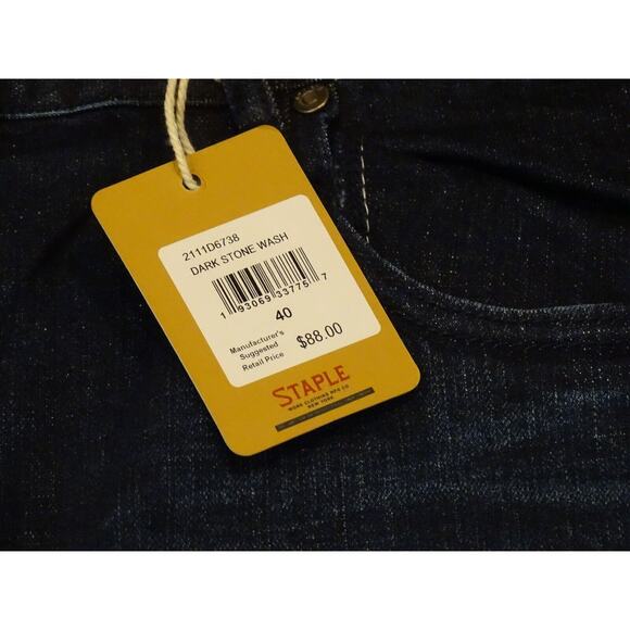 NWT Sz 40 Jeff Staple Workwear Dark Stone Wash Jeans 2111D6738 Distressed Holes - Picture 3 of 9